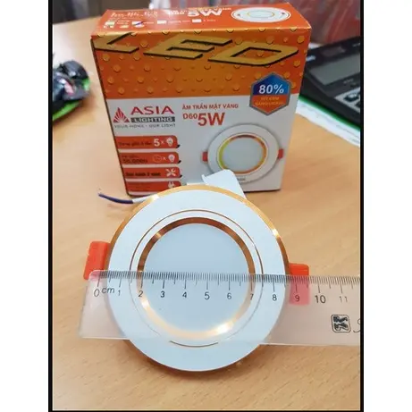 Đèn led âm trần 5w viền vàng, viền bạc lỗ 60 hàng có bảo hành 0