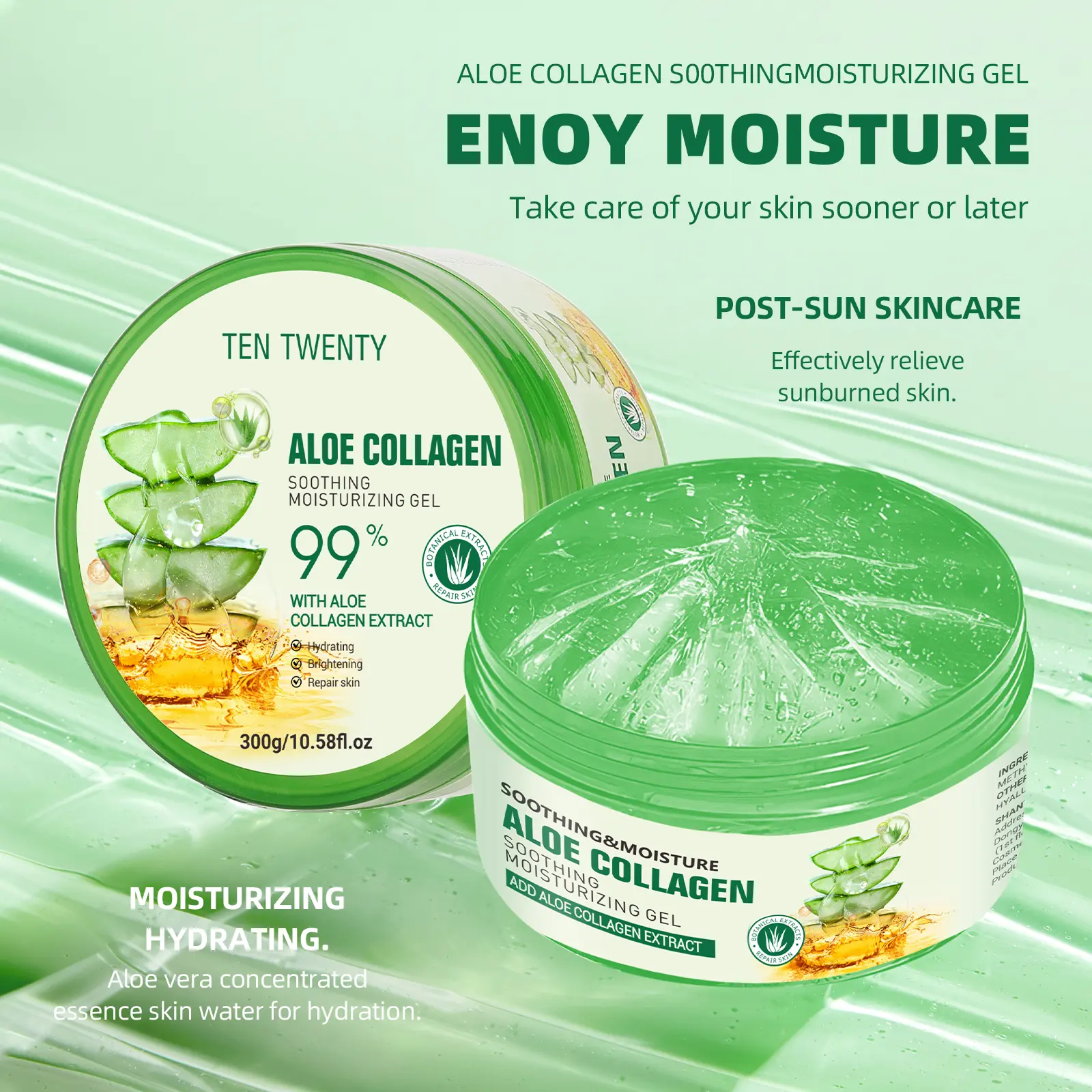 TEN TWENTY Aloe Collagen Gel| 99% Aloe Extract + Hydrate & Repair Skin  Fast! - TikTok Shop Philippines