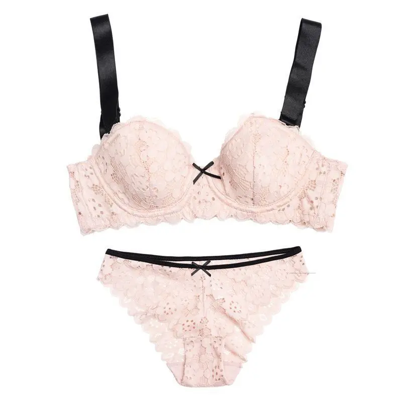 New French Retro Lace Sexy Lingerie Women's Push-up Thin Bra Small Breast Push up Pure Desire Bra Set