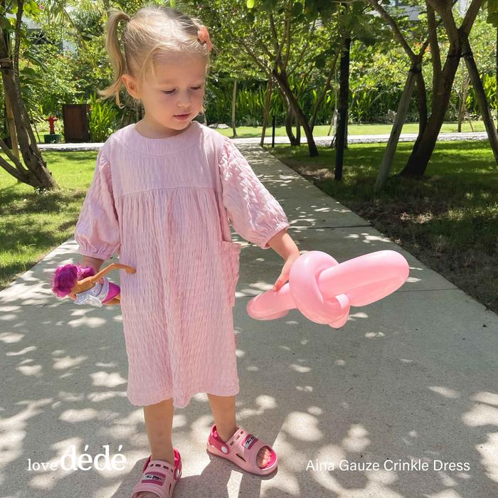 Gambar lovedede - Aina Gauze Crinkle Dress - Dress Crinkle Lengan Panjang Bayi & Anak Perempuan dari Lovedede Kota Tangerang Tokopedia