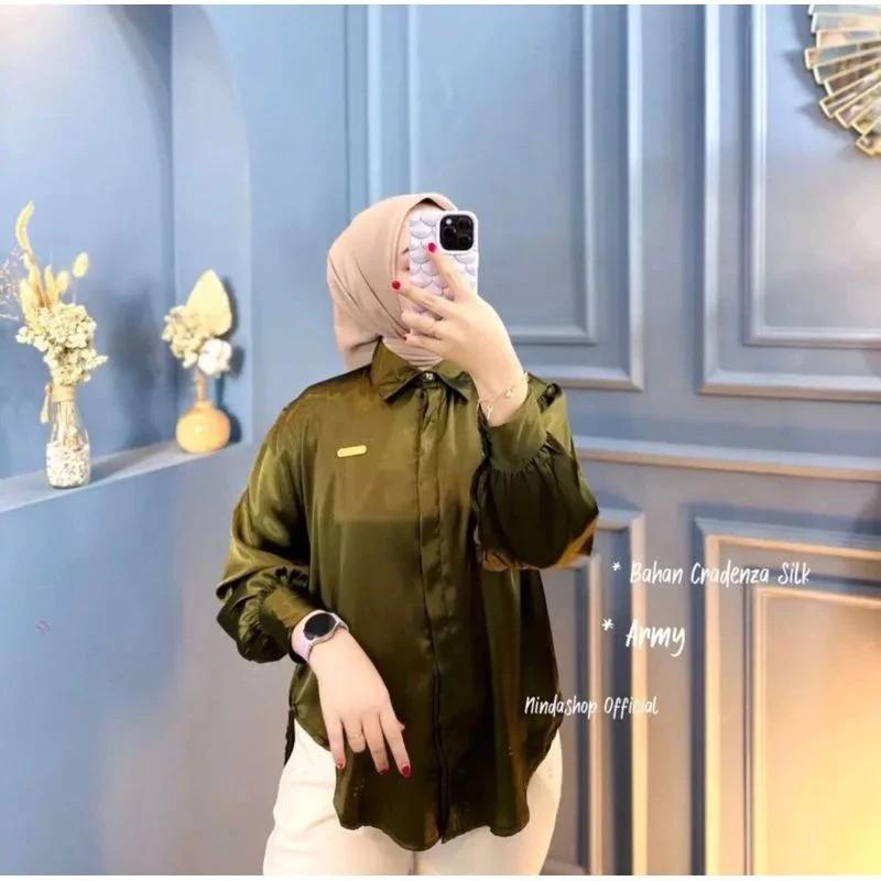 Product Introduction of Kemeja shimmer CRADENZA silk grade A.atasan wanita, kemeja wanita lengan panjang Baju Balon 8