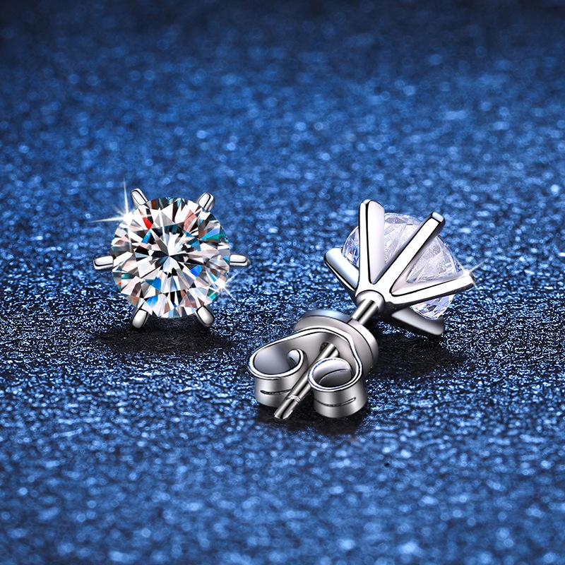 E082 Simple Six-Claw (Tiger Claws) Screw + Earplug Moissanite: Tiger Claws Tiya, Six-Claw Rhyme Match, Screw with Wind, fashion Jewelry Accessories with Multiple Styles# Screw Stable Rhyme moissanite diamond  ring diamond   ဆွဲကြိုး925 fine  silver  925 4