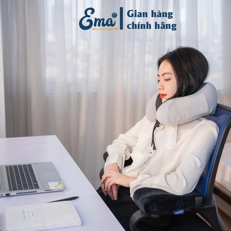 Gối kê cổ chữ U Ema - Ruột cao su non cao cấp kết hợp vỏ nhung mềm mại
