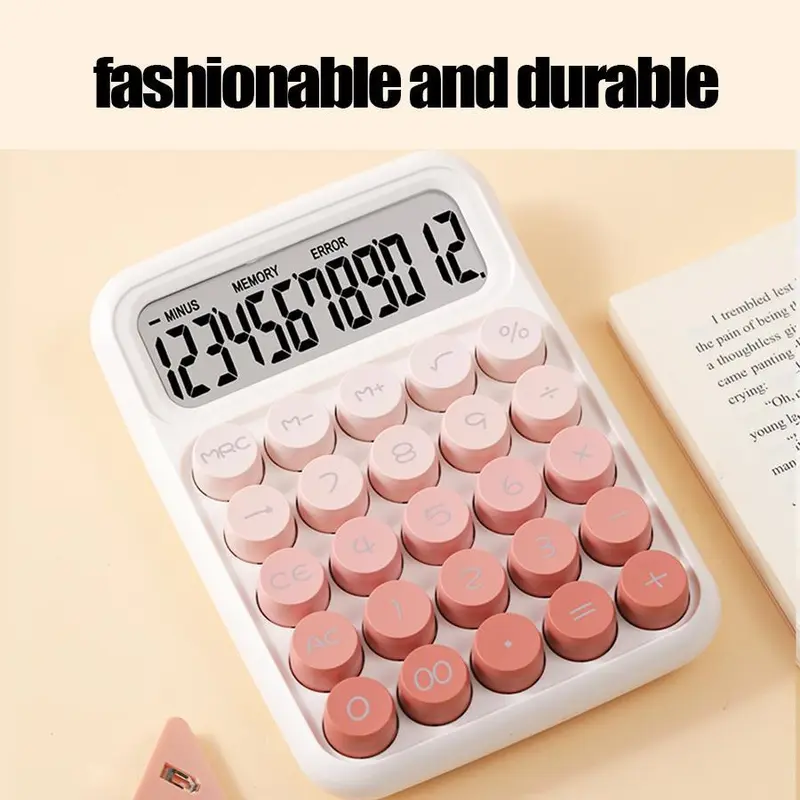 Portable Mini Calculator without Battery, 1 Count 12 Bit Desktop Calculator with Sensitive Button, Accounting Supplies for Office School 3