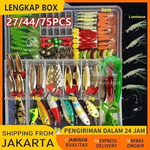 75pcs Set Umpan Pancing Fishing Tackle Box Soft Plastic Lure Umpan Campur Set Aksesoris Umpan Pancing/Umpan Pancing Ikan Set Fishing Bait Kit 178pcs Umpan Casting BEST SELLER
