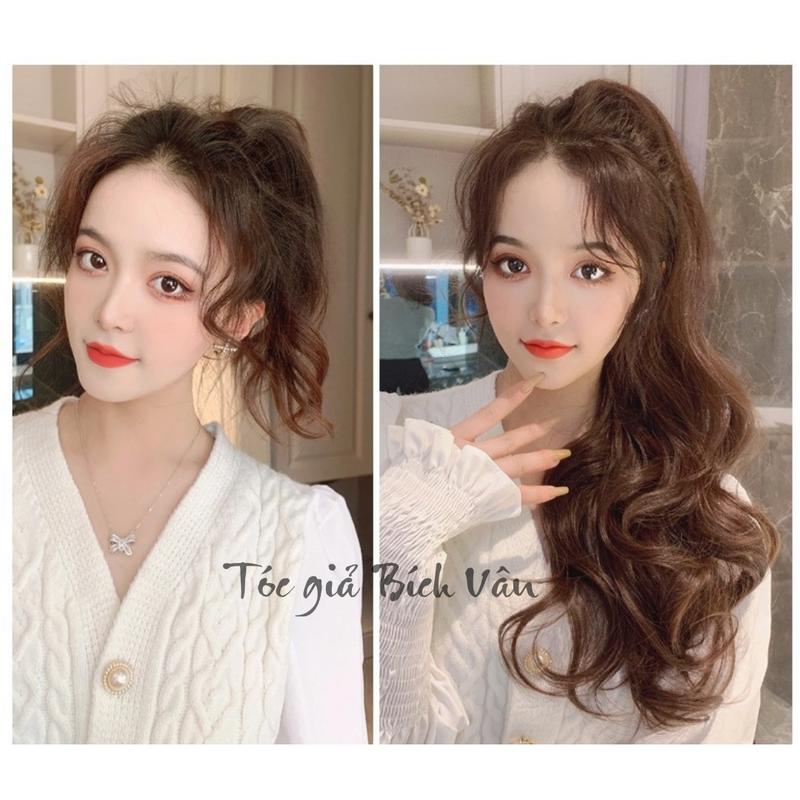 B40 Tóc giả ngoặm đuôi ngựa 60cm sợi tơ hàn chịu nhiệt cao