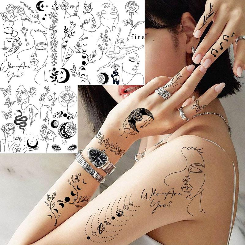 Product Introduction of Mixed Style Abstract Pattern Temporary Tattoo Sticker, 28pcs/set Fake Tattoo Sticker, Body Art Decoration Sticker For Women & Men 9