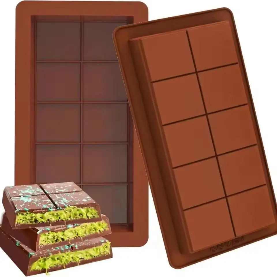 Silicone Chocolate Mold, 2 Counts Rectangular Baking Mold with Scraper, Chocolate Block Mold, Kitchen Baking Tool for Cake, Cookie, Pastry
