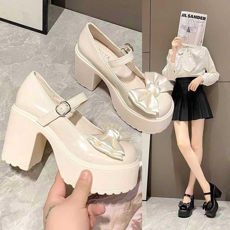 Product Introduction of Giày Mary Jane, Dành Cho Nữ, Thời Trang Mới Mùa Lò Xo Và Mùa Thu, Nơ Cao Gót, Đế Dày, Gót Chunky, Thích Hợp Cho Váy Một Bộ Phù Hợp, Dễ Phối Đồ, Giày Da Nhỏ Shoes 2
