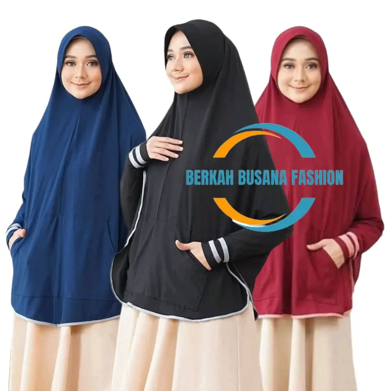 Jilbab Lengan Saku Hijab Tangan Panjang Kerudung Jumbo Syari Muslim Terbaru Cantik Instan Khimar 0
