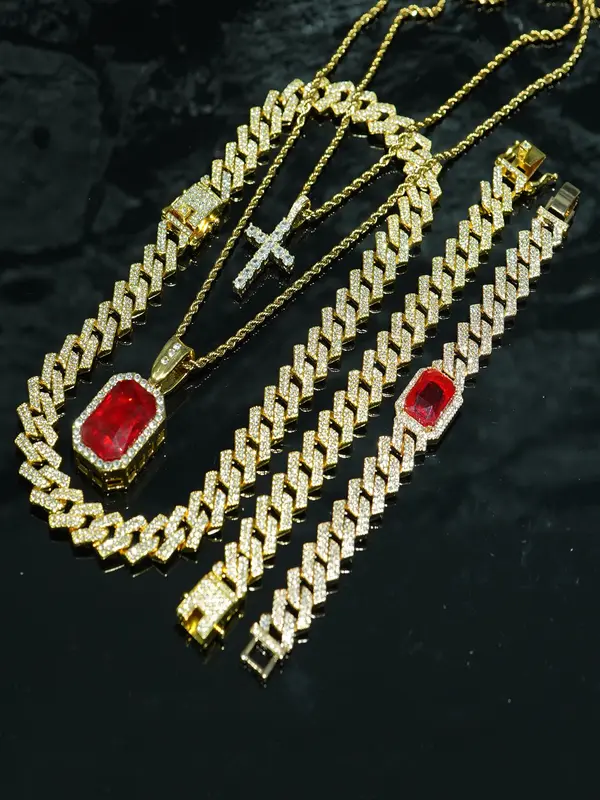 Men's Elegant Chain & Pendant Necklace & Bracelet, Fashion Jewelry for Party, Daily Clothing Decor, Trendy All-match & Exquisite Jewelry for Birthday Gift 6