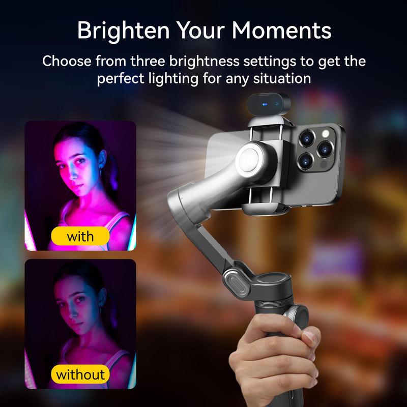 Product Introduction of 3-axis Cellphone Camera Stabilizer, AI Visions Sensor for Face Tracking, Wireless Selfie Stabilizer Camera Gimbal Compatible with iPhone & Android Smartphone for Vlog Recording, Stocking Fillers Gift 5
