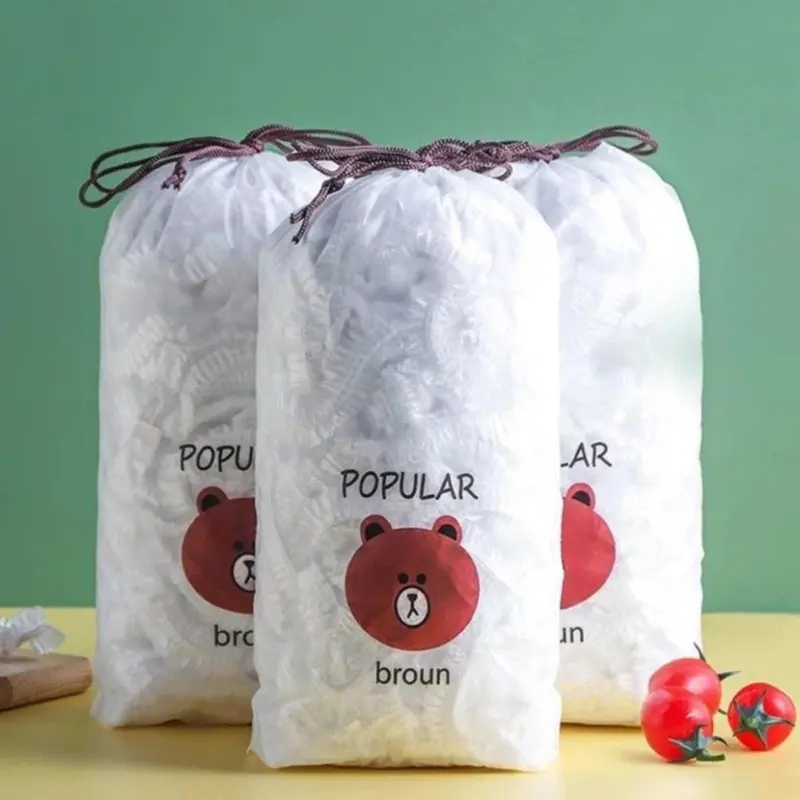 (COMBO 10 Bịch) Màng Bọc Thực Thẩm, Mỗi Bịch Từ 90-99 chiếc, Màng Bọc Gấu, Co Dãn Có Thể Tái Sử Dụng Kèm Túi Đựng Hình Gấu