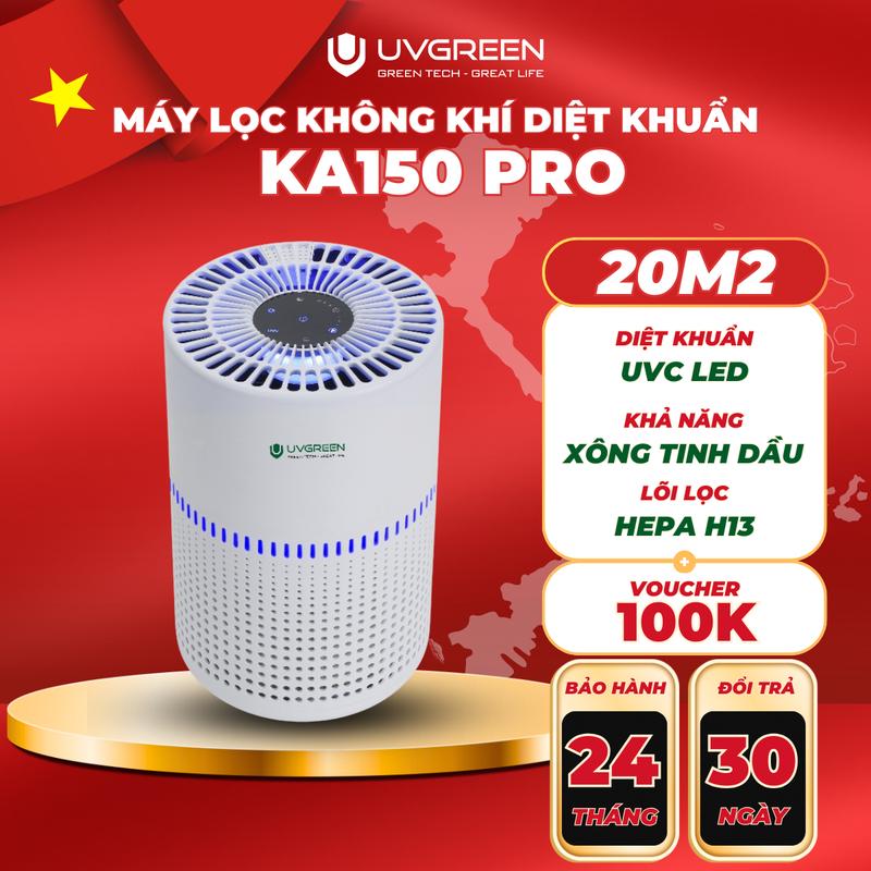 [UVG] Máy Lọc Không Khí Diệt Khuẩn UVGREEN KA150 Pro 15m2 - Công Nghệ UVC LED hiện đại, Cảm Biến Chất Lượng Không khí, Chế Độ Tự Động, Tạo Hương Tinh Dầu, Lõi  HEPA H13  Sạch Bụi Mịn, Mùi, Khói, Lông Thú Cưng, Bảo Hành 24 Tháng