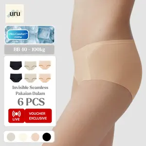 URU [Beli 5 Gratis 1] CD Mentega Seamless Celana dalam wanita Elastis Jumbo Lapisan katun murni