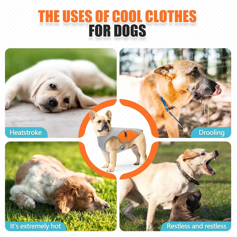 Breathable Cool Dog Shirt, Lightweight Dog Cooling Jacket with Chest Strap D-ring, Reflective Pet Vest, Pet Supplies for Outdoor Walking, Outfits 5