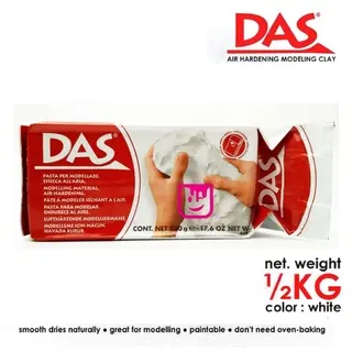 DAS MODELLING CLAY WHITE - TERRACOTTA 500GR / DAS AIR DRYING MODELLING CLAY / TANAH LIAT / DAS CLAY PUTIH / DAS CLAY COKLAT