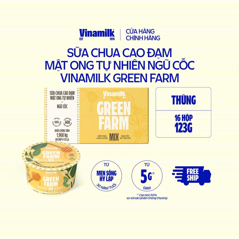 [CHỈ GIAO THÀNH PHỐ LỚN BÁN KÍNH 10KM] Sữa chua Cao đạm mật ong tự nhiên ngũ cốc Vinamilk Green Farm 123g