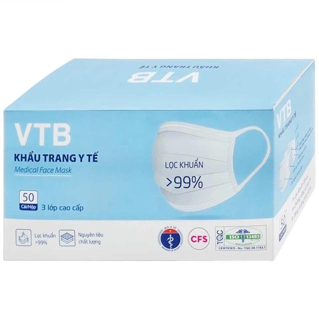 Product Introduction of ￼Khẩu trang y tế VTB màu trắng 3 lớp hỗ trợ ngăn khói, bụi, kháng khuẩn (50 cái) 20