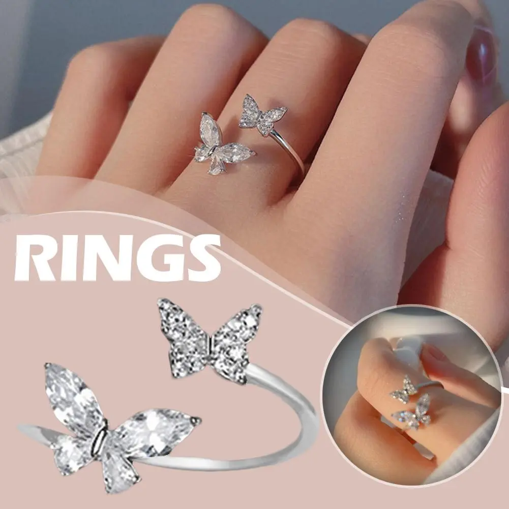 Nhẫn Bướm, Thiết Kế Lung Linh Dành Cho Nữ, Phong Cách Độc Đáo Nhẫn Bỏ Cánh, Nhẫn Có Thể Điều Chỉnh L7H7