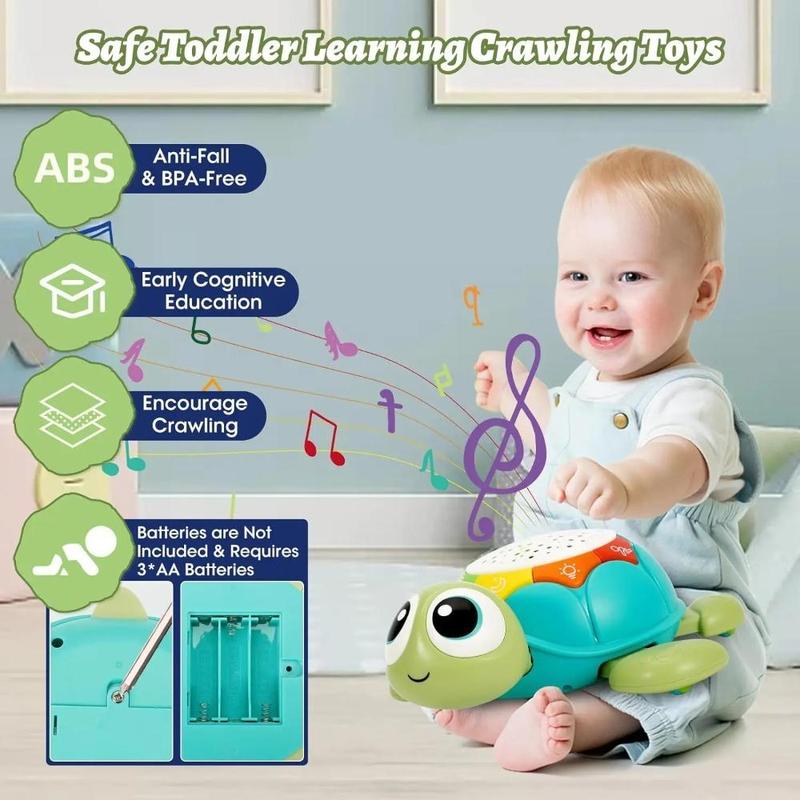 Cartoon Turtle Design Crawling Projection Toy, 1 Box Multifunctional Early Education Crawling Turtle Toy with Sound, Educational Development Toy Gift 6