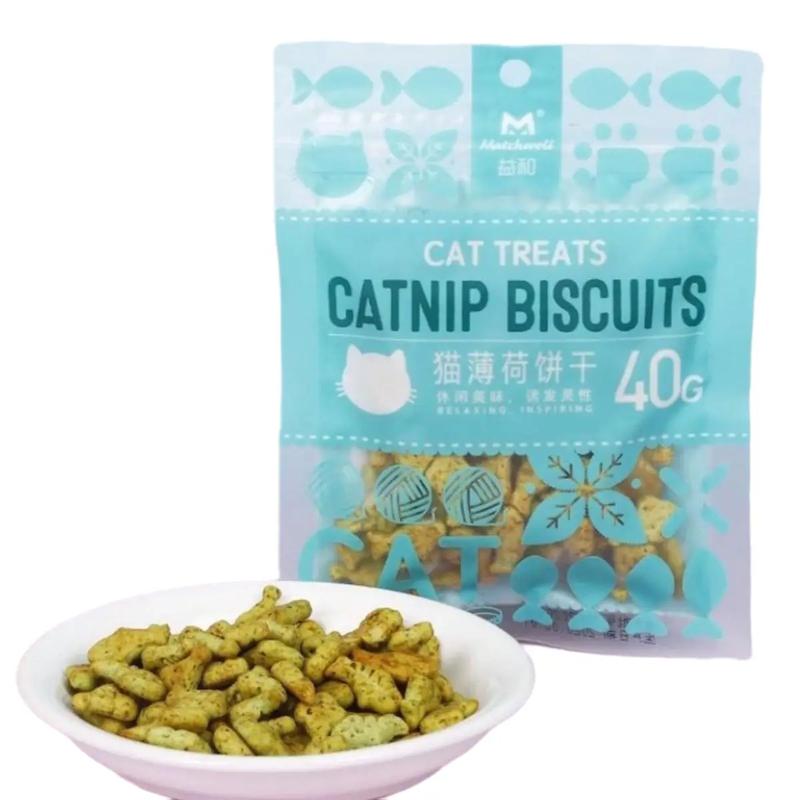 12 gói Bánh Cá Biscuits Catnip Giảm Búi Lông Viêm Răng Hôi Miệng Cho Mèo 40g