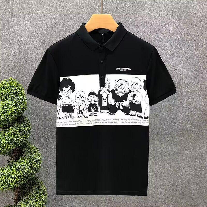Product Introduction of 2023 Summer New Trendy, Personalized and All-Match Top Trendy Men's Polo Shirt Cartoon Printing Lapel T-shirt 8
