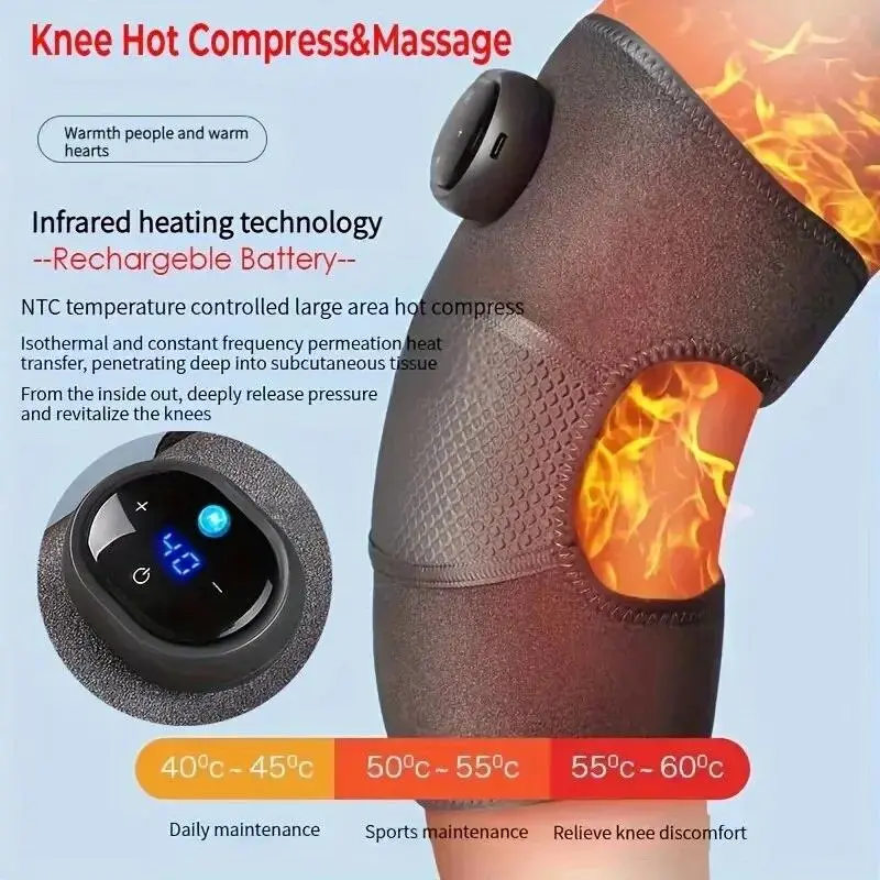 Knee Massager, 3 Vibration Modes & 5 Heat Levels Knee Massage Tool, USB Rechargeable Knee Support, Ideal Heating Pad for Relaxation and Recovery 5