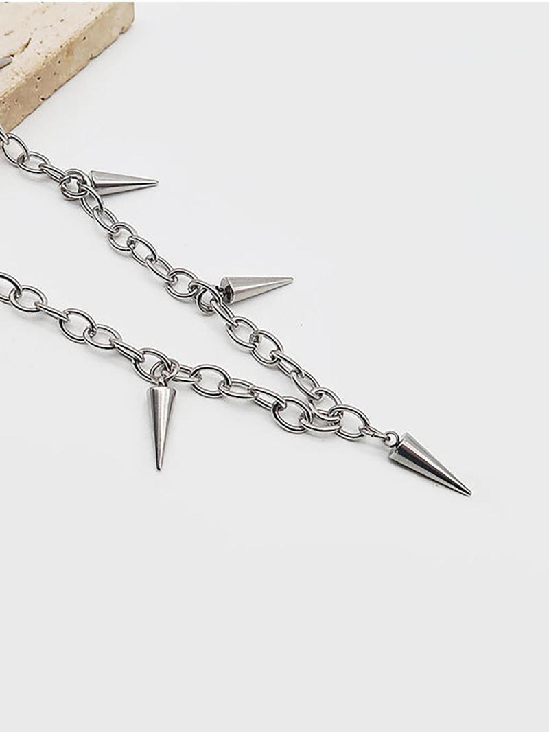 Product Introduction of Punk Style Creative Geometric Design Pendant Necklace, Stainless Steel Pendant Necklace, Fashion Jewelry Accessories for Men As Gift 7