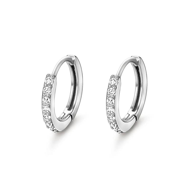 Khuyên Tai vòng bấm đính một hàng đá basic Hiphinh Jewelry HJ16