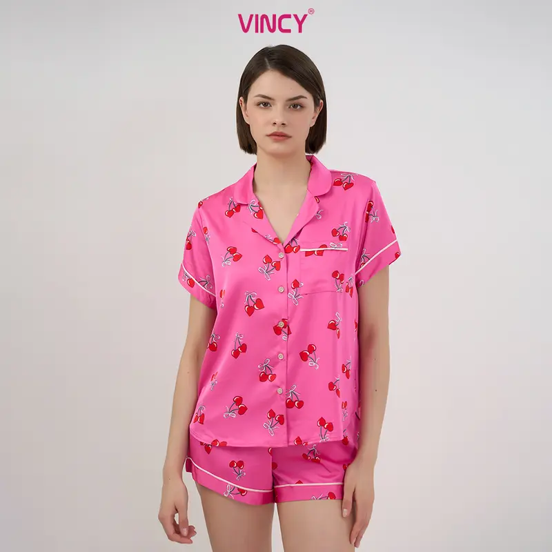 Bộ Quần Áo Short Satin Nữ Vincy BSS108W22 6