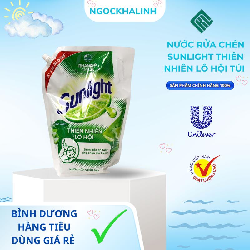 Nước Rửa Chén Sunlight thiên nhiên lô hội túi 3.1 Kg