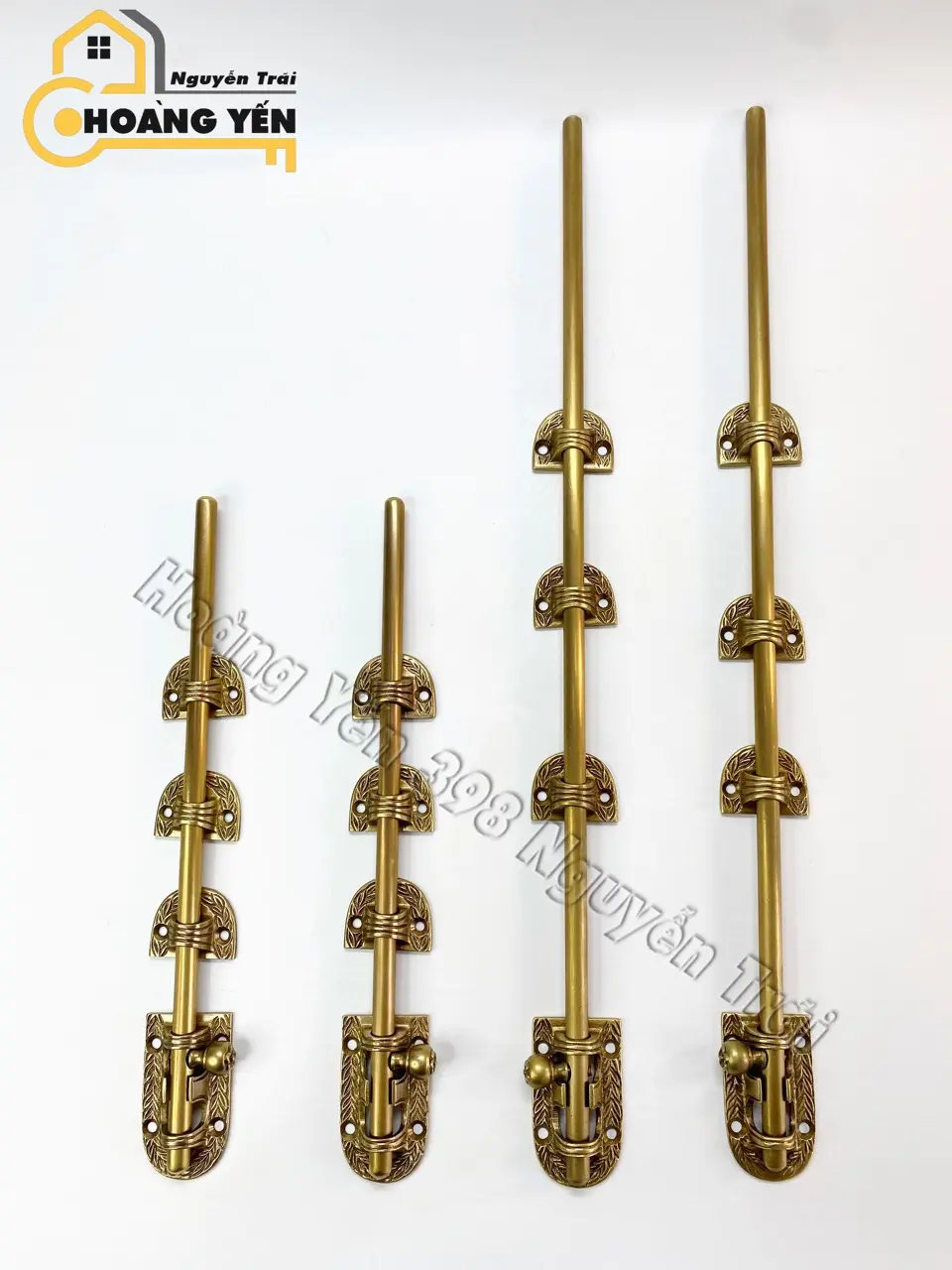 Chốt Cửa Gỗ, Sắt Bằng Đồng Thau Dài 15/ 20/ 30/ 50/ 60/ 80/ 100cm, Chốt Đồng Hoa Văn Bông Lúa