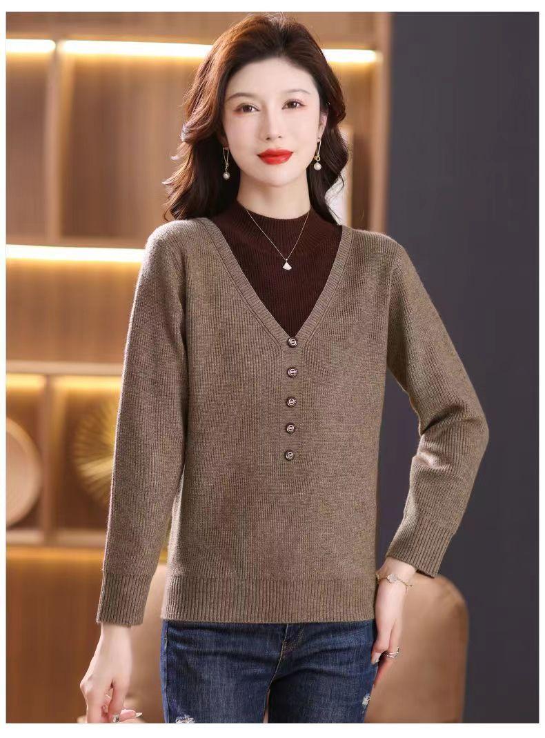 Product Introduction of Áo Len Cổ Lọ Nửa, Hàng Mới Về Mùa Thu Và Mùa Đông, Dành Cho Phụ Nữ, Quần Áo Cho Mẹ, Dáng Rộng Vừa Vặn, Phong Cách Phương Tây, Áo Lớp Nền Bên Trong, Thời Trang Nữ 22