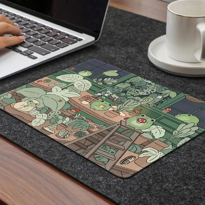 Cartoon Frog Pattern Mouse Pad, 1 Count Non-slip Washable Rubber Mouse Pad, Gaming Mouse Pad, Computer Keyboard Pad, Desktop Decorative Mouse Mat for Home Office 3