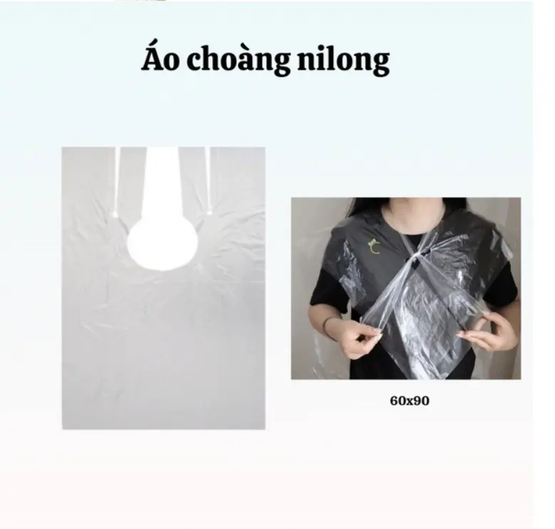 Áo choàng nhuộm tóc, áo choàng nilon nhuộm tóc tại nhà, tấm bạt nhuộm tóc - Áo choàng nhựa dẻo, bạt nhuộm tóc da, miếng lót nhuộm tóc chống thấm nước cao cấp dùng trong các salon giúp bảo vệ quần áo khi nhuộm tóc - Minahair 5