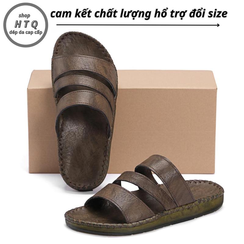 Dép da nam cap cấp Đế Đúc nguyên khối may Đế Đế thủ công chắc chắn (MSP,Dép kẹp) Đế Bằng DéP mũi tròn dép  kẹp déphand  made dép  chữ dep da depnamdep  2024 depkep  nam dép  chữ h 6