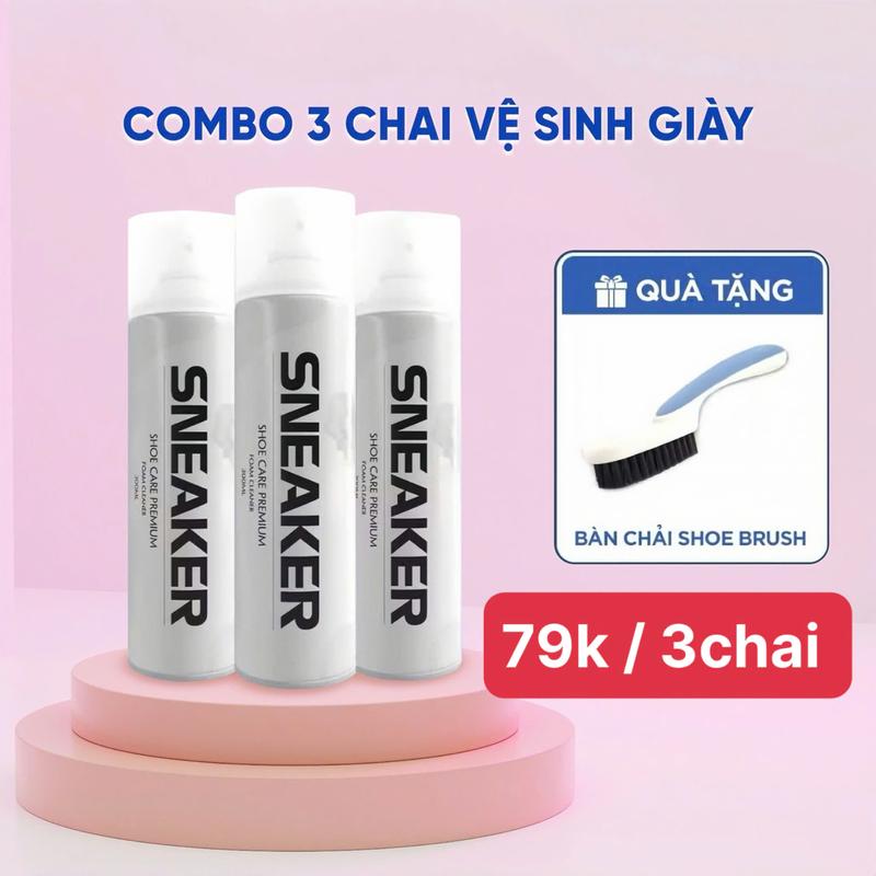 Combo 3 Chai Xịt Tạo Bọt Vệ Sinh Giày, Bình Xịt Tuyết Làm Sạch Trắng Giày Dép, Túi Xách, Ghế Sofa Mã 03