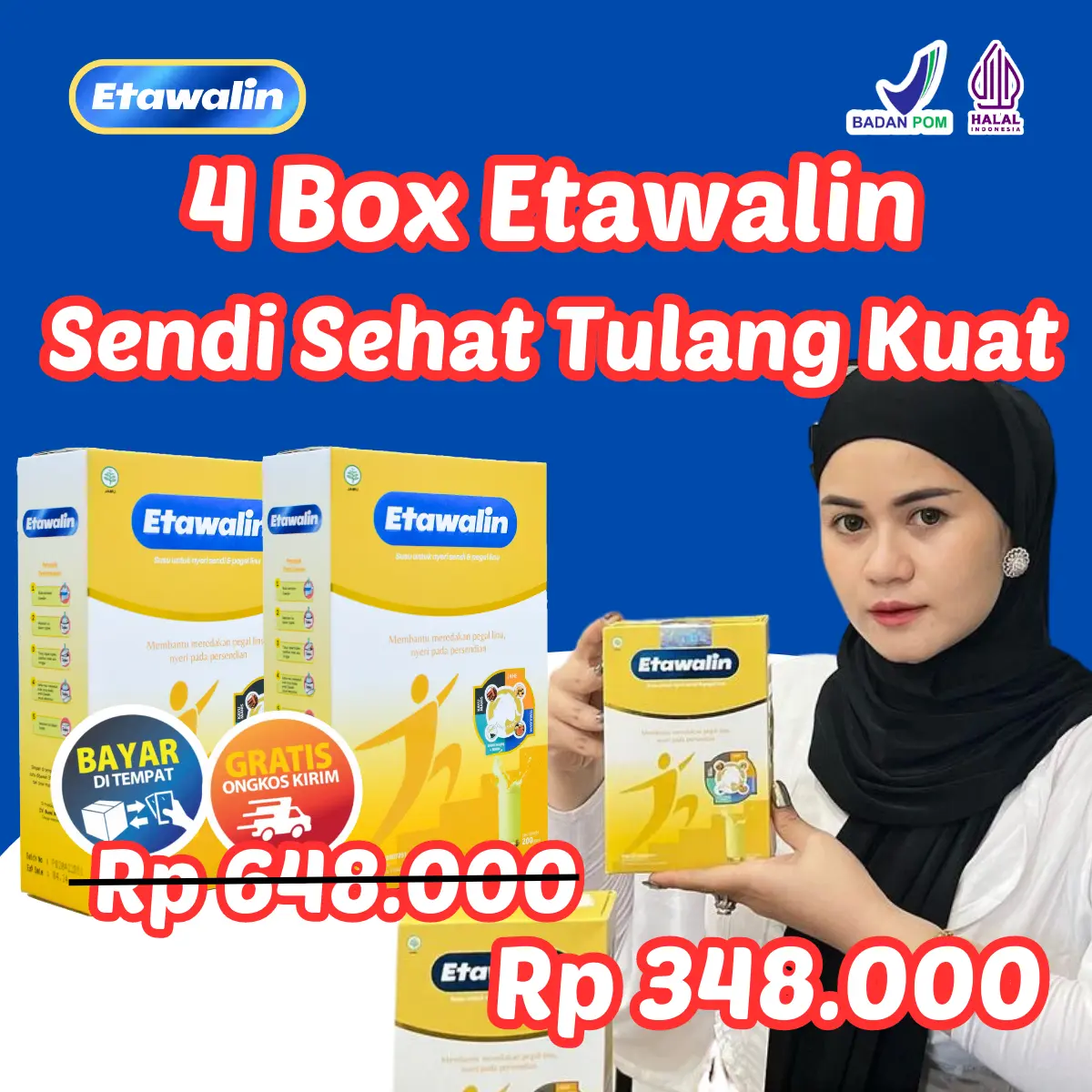 4 Box Susu Etawalin Official Original Asli Susu Kambing Etawalin Untuk Rematik dan Tulang Sendi dengan Formulasi Khusus BPOM dan Halal Dairy Milk Minuman Bahan Susu Kambing Etawa Bubuk Manis