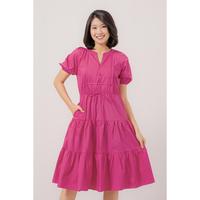 Gambar RIMINI - Dress Wanita Gaun Casual Wanita Puff Midi Ruffle Katun XS-3XL- Verena Dress 85622 Cantik Kancing Formal Karet dari RIMINI SEMARANG Kota Semarang 5 Tokopedia