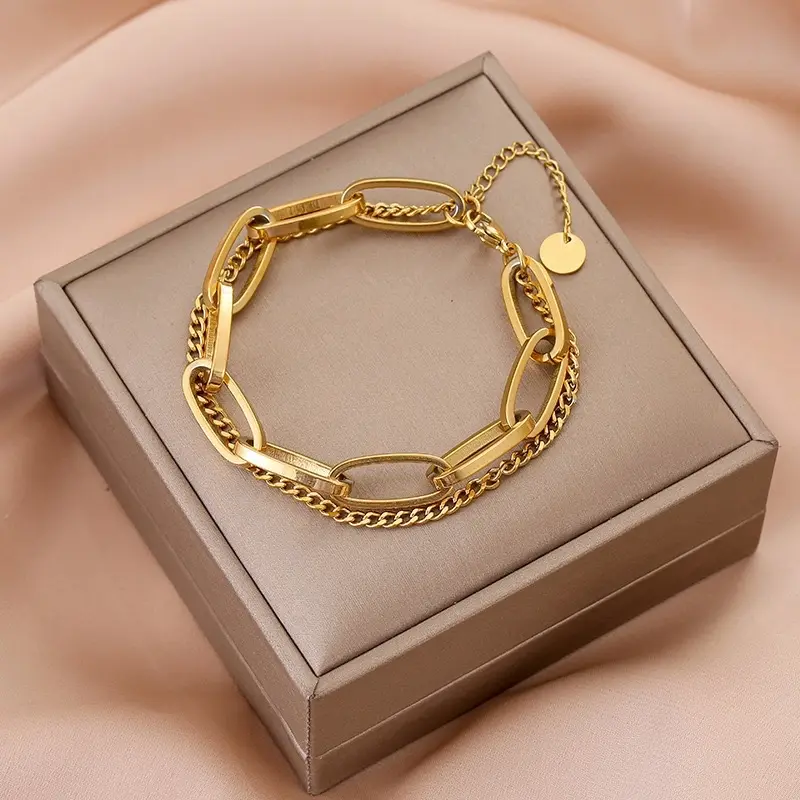 44. Gelang TITANIUM two layer rantai (ANTI KARAT ANTI LUNTUR) - titanium.bywearring 0