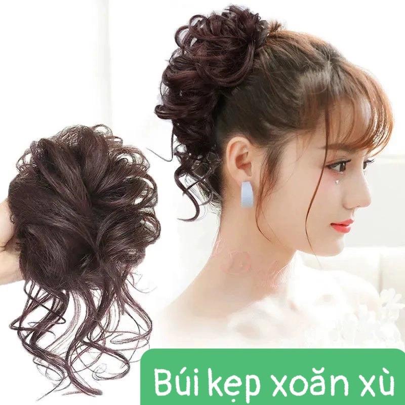 Búi cột xoăn lơi tóc tơ lạnh mềm mượt dành cho nữ - Tóc Giả
