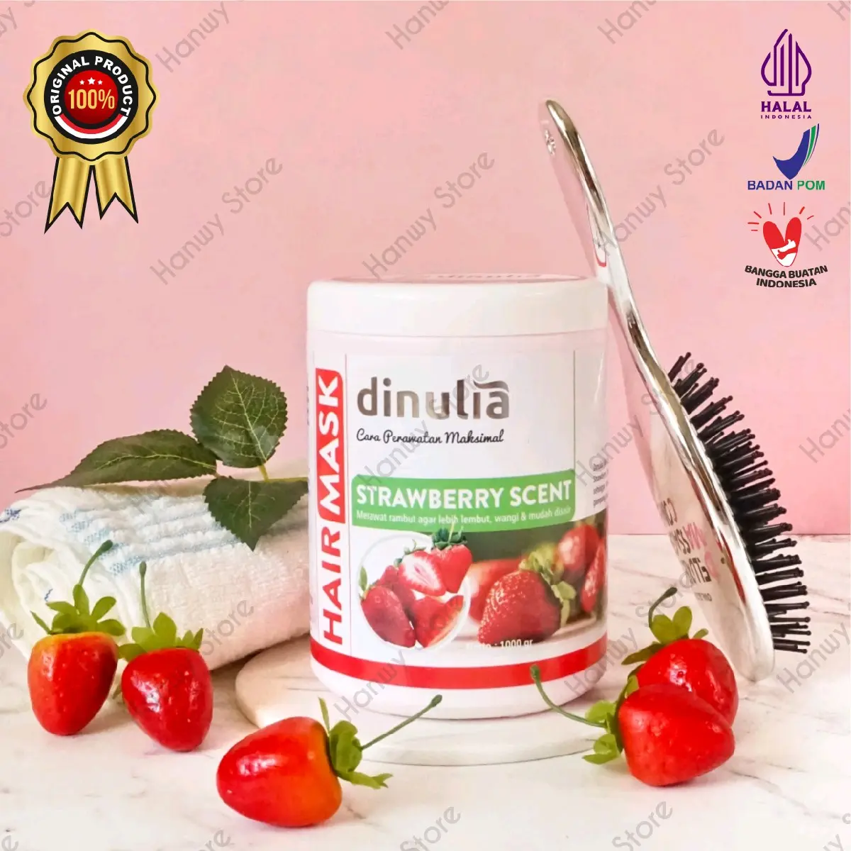 Dinulia Hair Mask/Masker Rambut Strawbeery Scent 1000gr Wangi