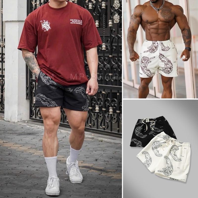 [Hàng Mới 2025] Quần Short Thể Thao Nam Gym Form Thoải Mái Hoạ Tiết In Full Vải Nỉ Chân Cua 6inch