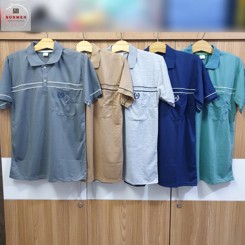 [HCM] Áo Phông Nam Cổ Trụ Tay Ngắn Trung Niên Chất Mỏng Mát SUNMEN Freesize 45- 60kg Menswear Top Polo Có Cổ Áo Thun Cộc Tay thông thường hàn quốc áo polo