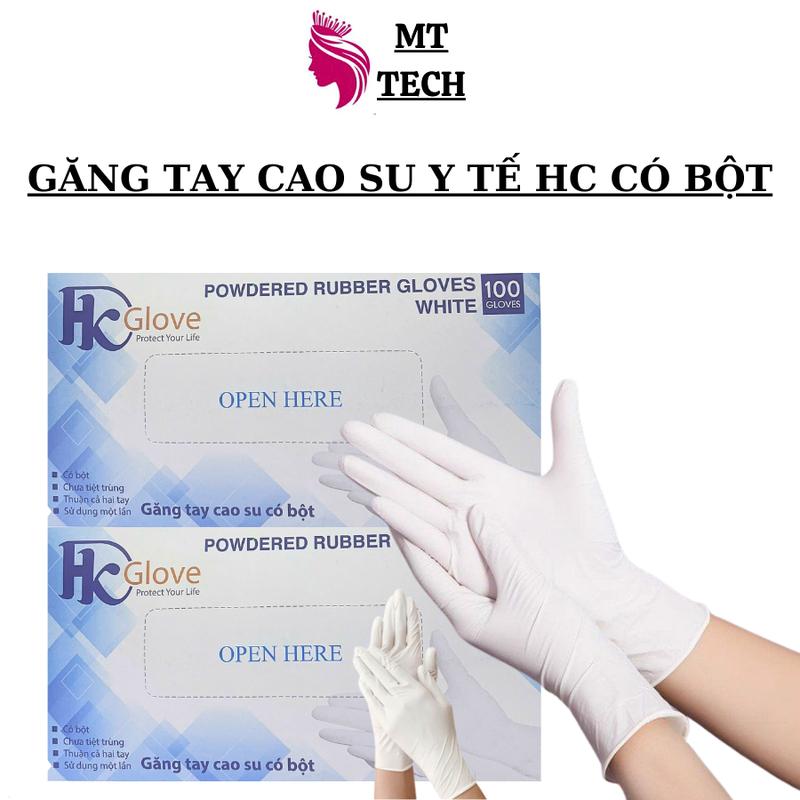 Găng Tay Cao Su Latex Trắng Bao Tay Có Bột | Size S M L XL Dẻo Dai Găng Tay Y Tế Hk Glove