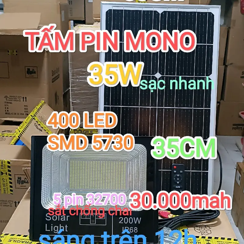 Đèn năng lượng mặt trời 200w-300wcao cấp tấm pin mono 35w 7