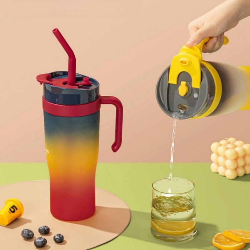 Product Introduction of Leak-proof Water Bottle Set, 3 Counts/set Portable Large Capacity Water Bottle with Straw, Drinking Cup for Office, School, Outdoor 4