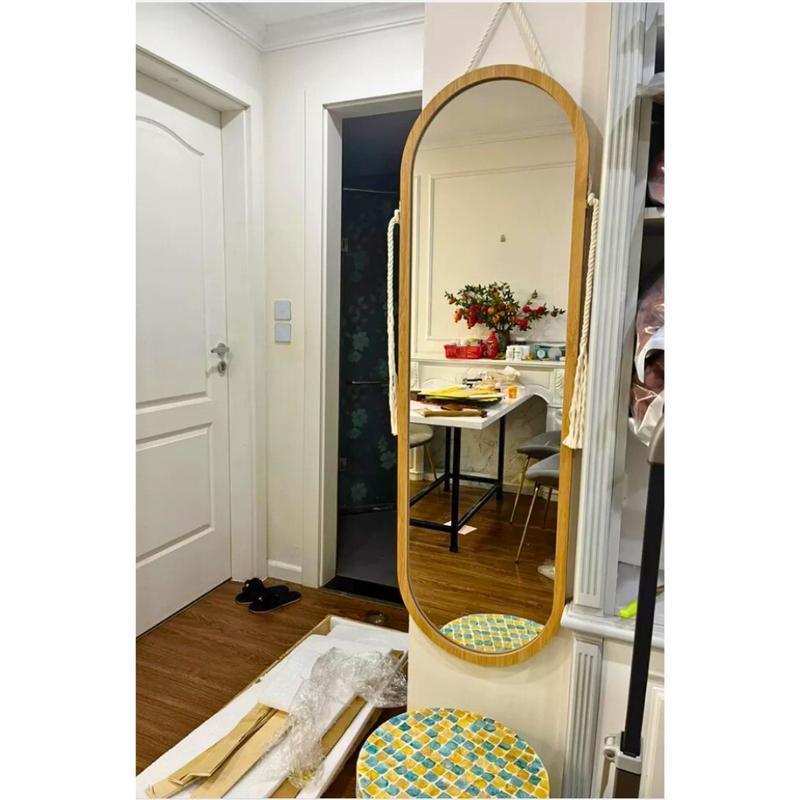 Gương soi toàn thân viền gỗ size 30x110cm gương treo tường decor phòng cực đẹp tặng Đồ Chơi dây thừng và đinh treo không cần khoan tường.GKR02