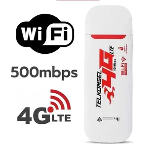 Modem USB 4G LTE WiFi Portable All Operator Telkomsel/XL/Indosat Kecepatan hingga 500Mbps Router Nirkabel USB 4G Model 4GDONG001 Putih